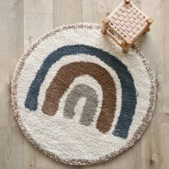 Tapis rond Bohemian rainbow Arc-en-ciel bleu (120 cm)