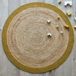 Tapis rond Yhuki en jute et laine Mangue (140 cm)