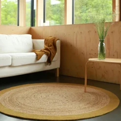 Tapis rond Yhuki en jute et laine Mangue (140 cm)