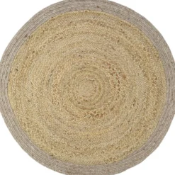 Tapis rond Yhuki en jute et laine Taupe (140 cm)