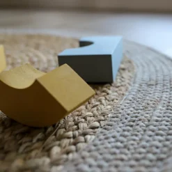 Tapis rond Yhuki en jute et laine Taupe (140 cm)