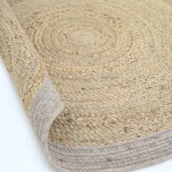 Tapis rond Yhuki en jute et laine Taupe (140 cm)