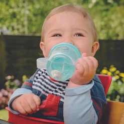 Tasse antifuite avec paille lestée Ourson bleu (200 ml)