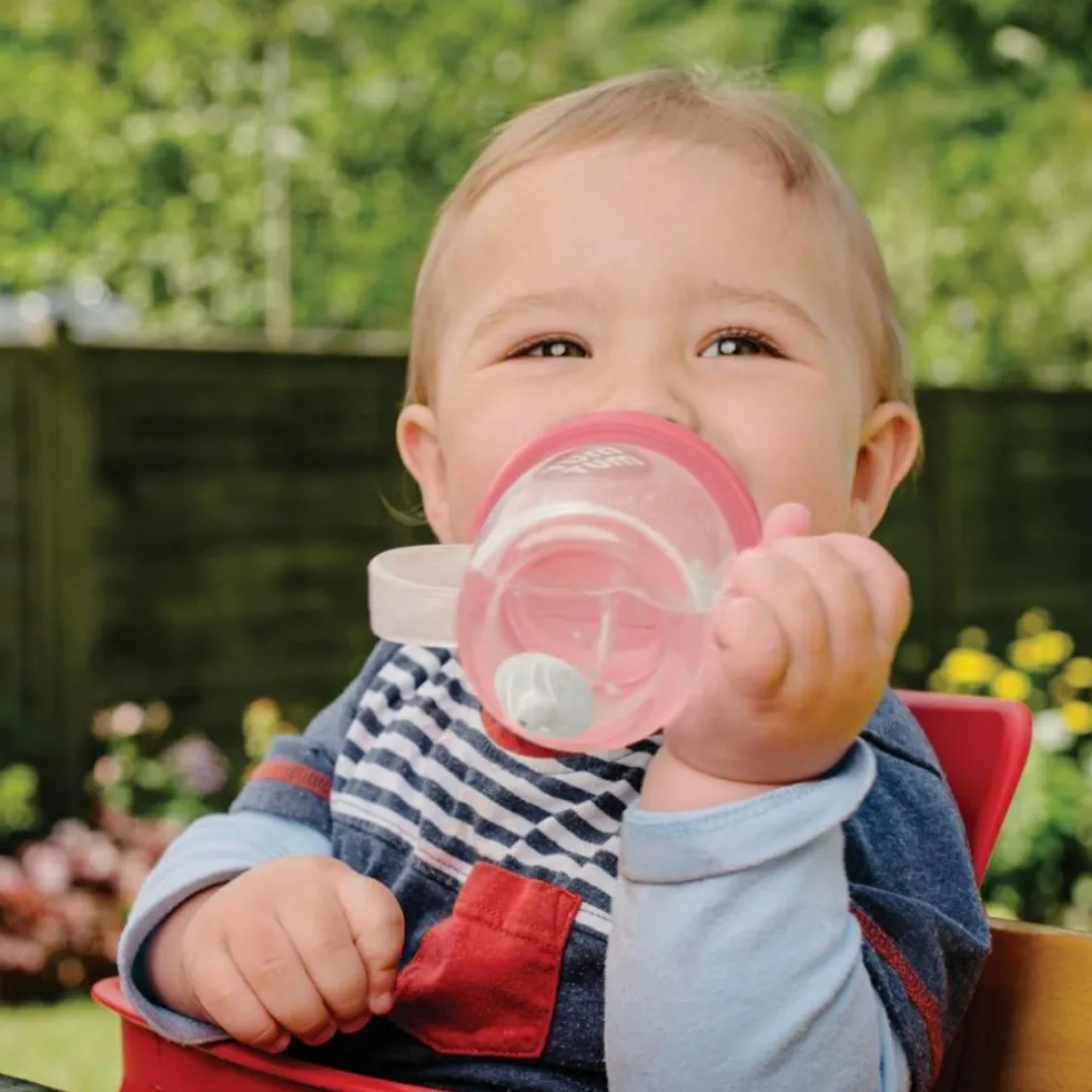 Tasse antifuite avec paille lestée Ours Rose (300 ml)