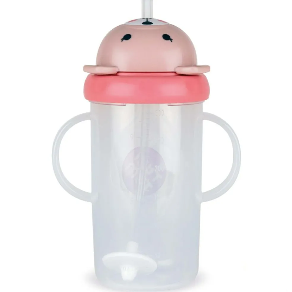 Tasse antifuite avec paille lestée Ours Rose (300 ml)