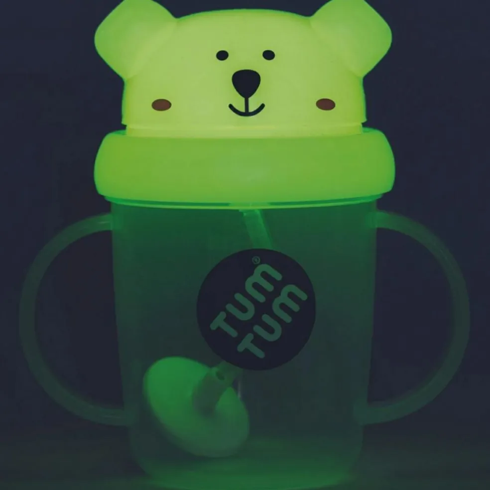 Tasse antifuite avec paille lestée Ours phosphorescente (200 ml)