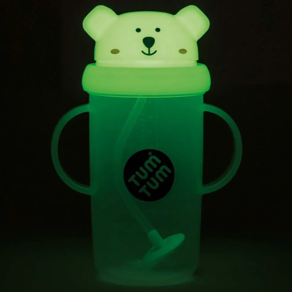Tasse antifuite avec paille lestée Ours phosphorescente (300 ml)