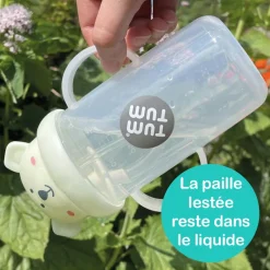 Tasse antifuite avec paille lestée Ours phosphorescente (300 ml)