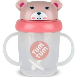 Tasse antifuite avec paille lestée Ourson Rose (200 ml)