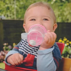 Tasse antifuite avec paille lestée Ourson Rose (200 ml)