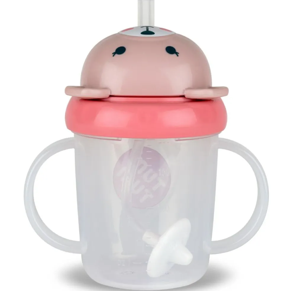 Tasse antifuite avec paille lestée Ourson Rose (200 ml)