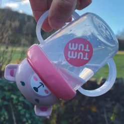 Tasse antifuite avec paille lestée Ourson Rose (200 ml)