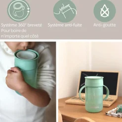 Tasse d'apprentissage 360° vert d'eau (340 ml)