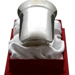 Timbale Perles B en métal argenté dans son coffret (personnalisable)