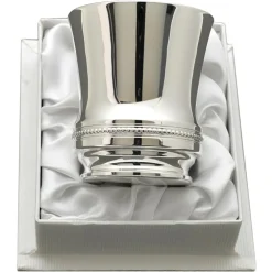 Timbale Perles personnalisable (métal argenté) dans son coffret