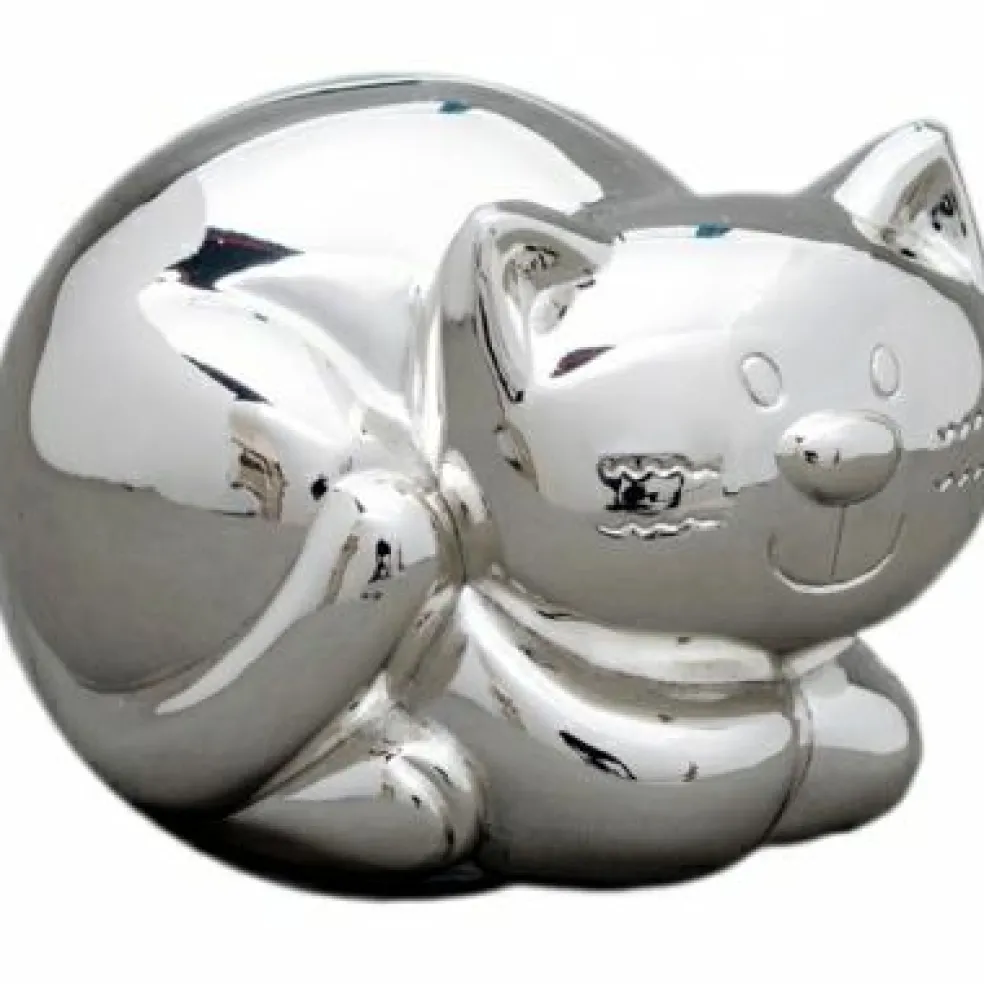 Tirelire Chat (métal argenté)