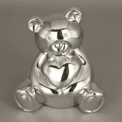Tirelire ourson personnalisable (métal argenté)
