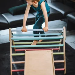 Toboggan et mur d'escalade 2 en 1 Pickler multicolore pastel