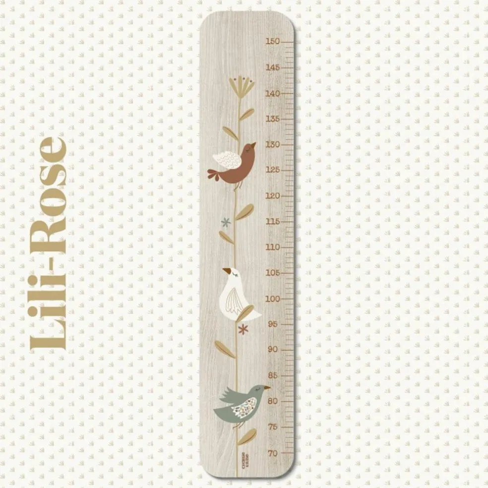 Toise en bois Branche Oiseau Lili Rose personnalisable