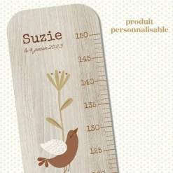 Toise en bois Branche Oiseau Lili Rose personnalisable