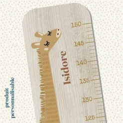 Toise en bois girafes Isidore Caramel personnalisable
