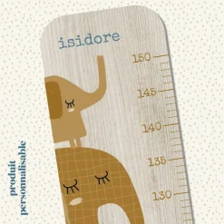 Toise en bois Isidore éléphant caramel personnalisable