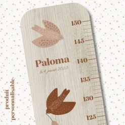 Toise en bois Les colombes Paloma personnalisable