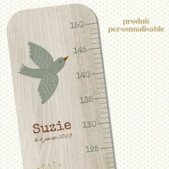 Toise en bois Lili Rose Grandes Fleurs personnalisable