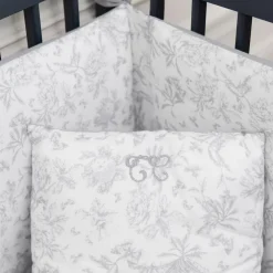 Tour de lit adaptable Toile de Jouy gris