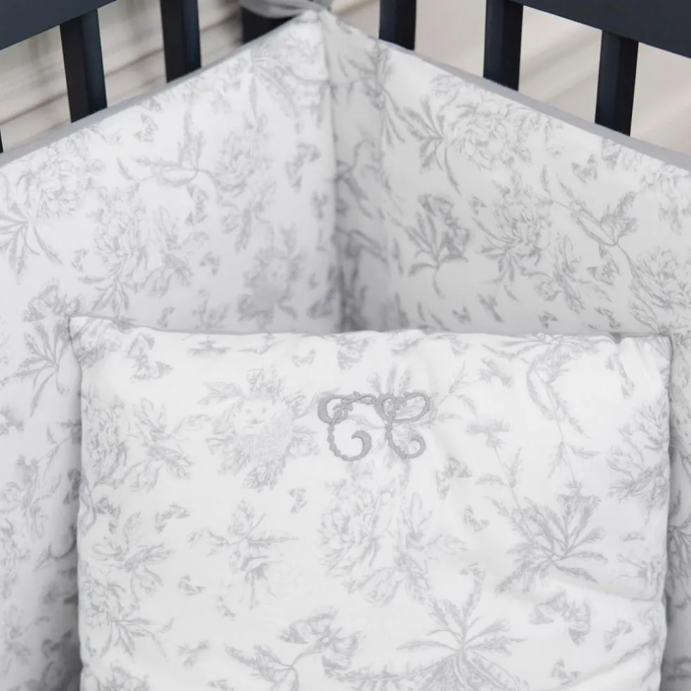 Tour de lit adaptable Toile de Jouy gris