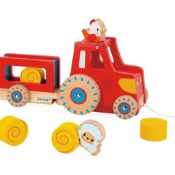 Tracteur en bois à tirer Ferme (7 pièces)