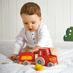 Tracteur en bois à tirer Ferme (7 pièces)