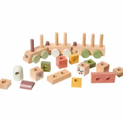 Train de construction en bois Boho Chic