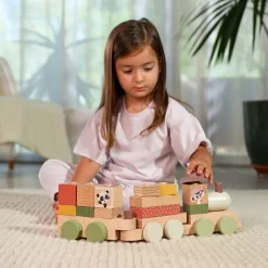 Train de construction en bois Boho Chic