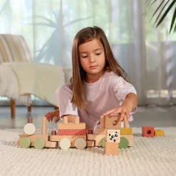 Train de construction en bois Boho Chic