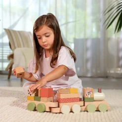 Train de construction en bois Boho Chic