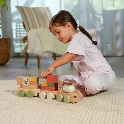 Train de construction en bois Boho Chic