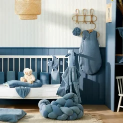 Trousse cadeau zippée L’homme idéal gaze de coton pierre bleue