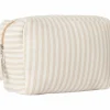 Trousse de toilette gaze de coton beige rayé galet