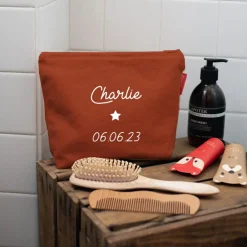 Trousse de toilette terracotta (personnalisable)