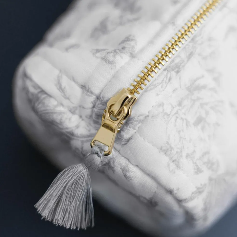 Trousse de toilette Toile de Jouy gris