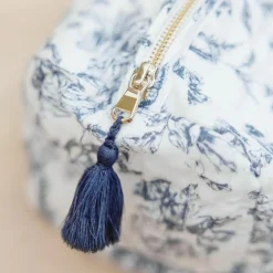 Trousse de toilette Toile de Jouy bleu