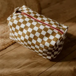 Trousse de toilette Vic damier caramel