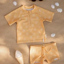 T-shirt de bain anti-UV manches courtes Seashells Sunny Yellow (1-2 ans)