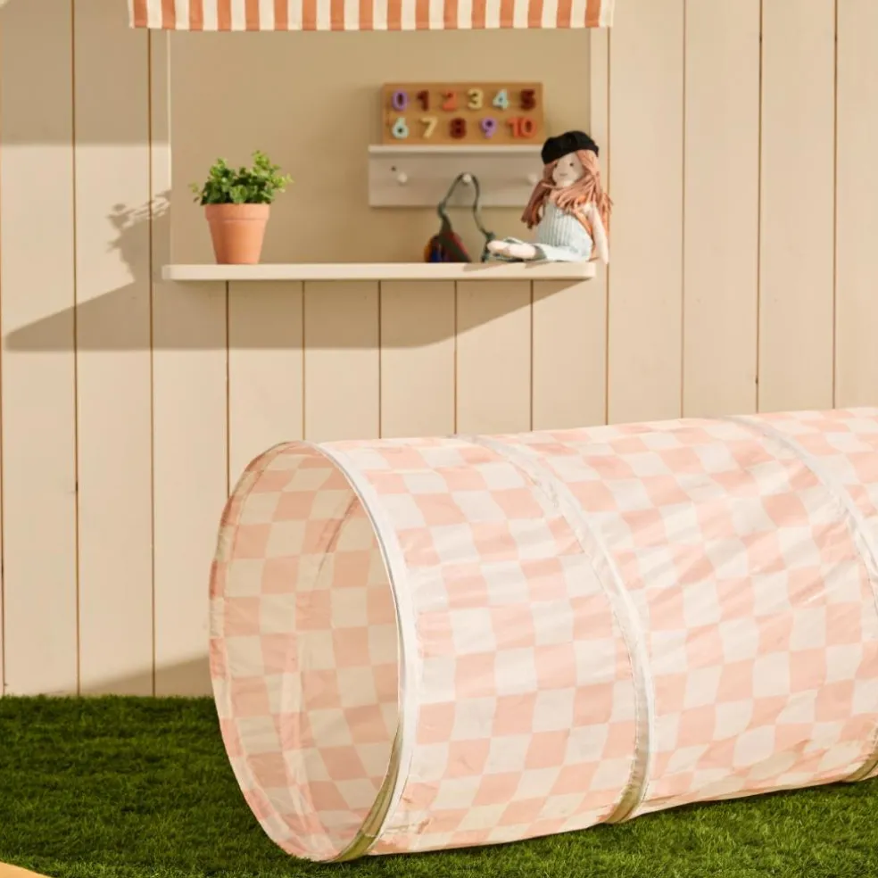 Tunnel de jeu Abricot à carreaux