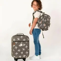 Valise à roulettes enfant Avions kaki