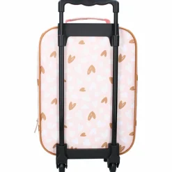 Valise à roulettes enfant Coeurs rose et caramel
