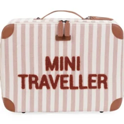 Valise enfant Mini Traveller rayures nude-terracotta