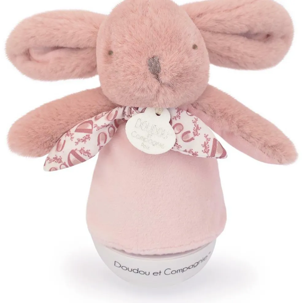 Veilleuse musicale culbuto rose Lapin Doudou (24 cm)