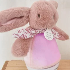 Veilleuse musicale culbuto rose Lapin Doudou (24 cm)